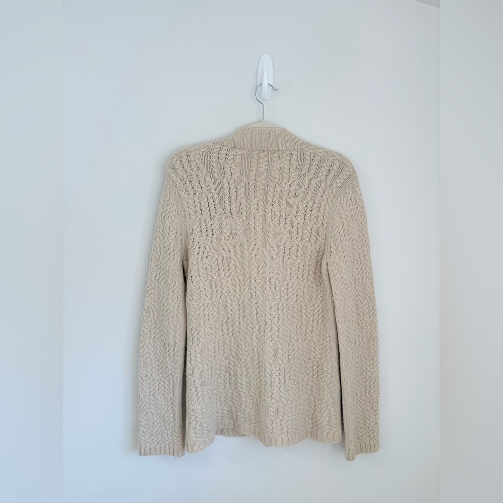 TSE 100% Cashmere Cableknit Beige Cardigan Sweater Womens M Luxury Old Money - Picture 6 of 6